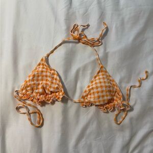 Orange Gingham Bikini Top